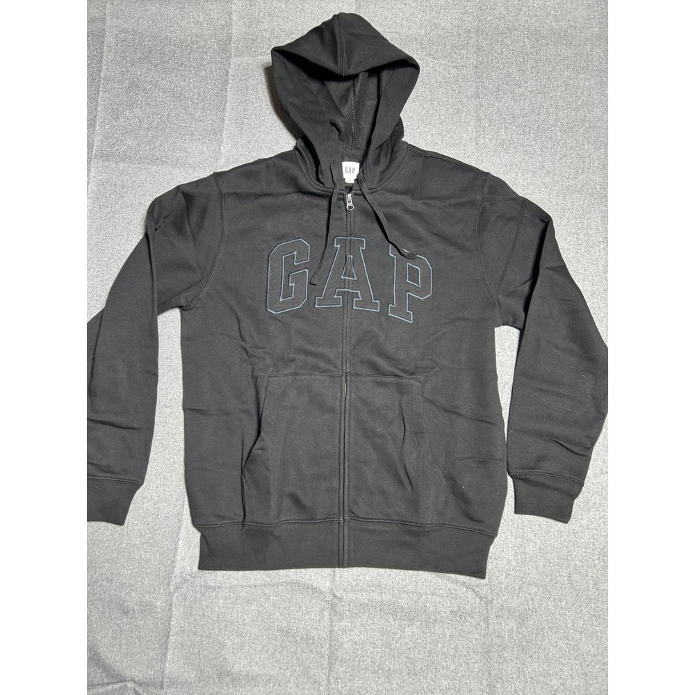Gap Full Zip Hoodie Mens Medium Black Arch Logo Fleece Sweatshirt 218871-17-1